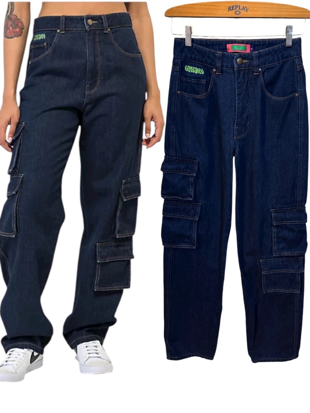 Empyre Tori Bold Evening Wash Cargo Skate Jeans Size 0